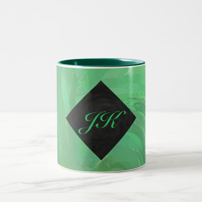Emerald Cream und Black Monogram Zweifarbige Tasse (Mittel)