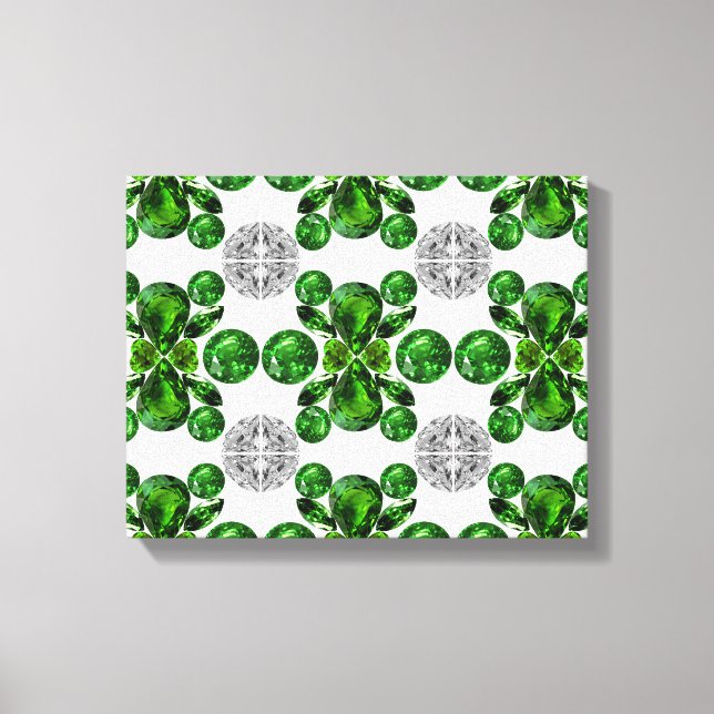 Emerald Diamond Gemstone Art Green Leinwanddruck (Vorderseite)