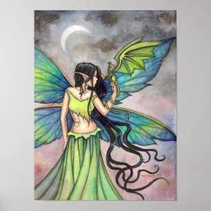 Emerald-Drache Fantasy Kunst von Molly Harrison Poster