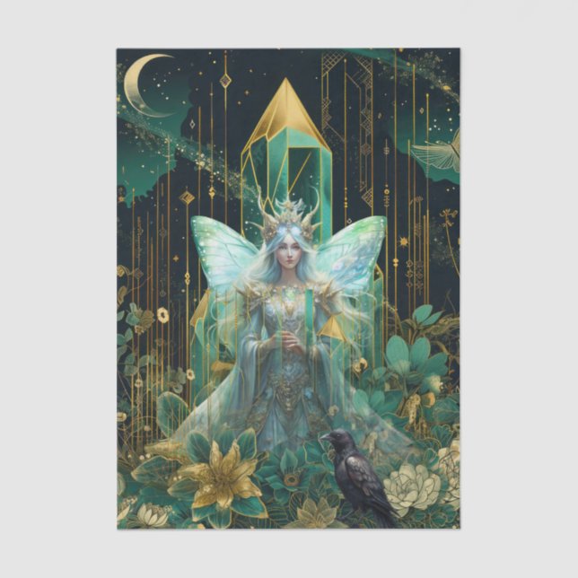 Emerald Dreams Fantasy Forest Queen Decoupage Seidenpapier (Vorderseite)