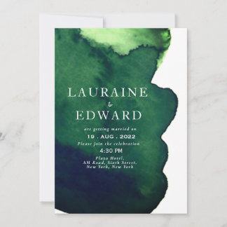Emerald dunkelgrün Aquarell minimalistisch abstrak Einladung