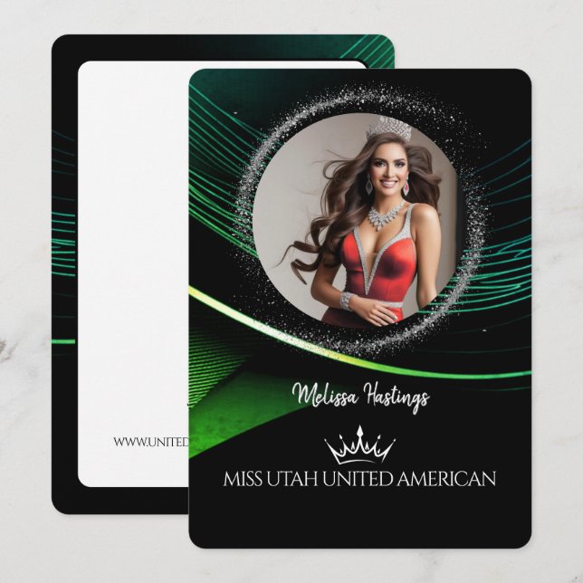 Emerald Dust Premium Pageant Promo Card Einladung (Vorne/Hinten)