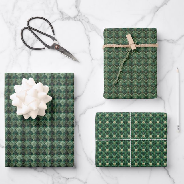 Emerald Elegance Geschenkpapier Set (Vorderseite)