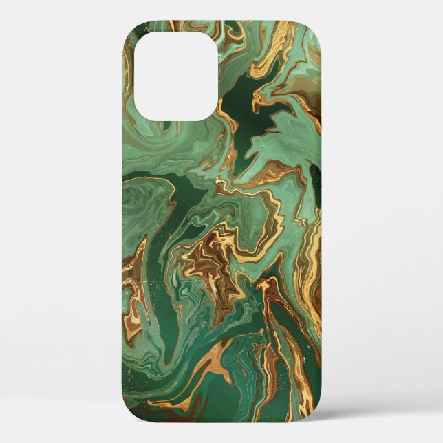 Emerald Elegance: Goldmarmor Luxus Case-Mate iPhone Hülle (Rückseite)