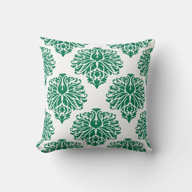 Emerald Elegant Damask Kissen (Vorderseite)
