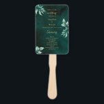 Emerald Elegant Eucalyptus Wedding Program Fächer<br><div class="desc">Emerald Elegant Eucalyptus Wedding Program Hand Fan, grüne Blätter mit modernem Goldskript-Cover auf der dunklen smaragdgrünen Marmoragate-Basis, sieht luxuriös aus. Vollständig anpassbar. Besuchen Sie meinen Laden, um mehr Hochzeitszeug für dieses Design zu sehen! Für weitere Anpassungen klicken Sie bitte auf den Link "Weitere Anpassung" und verwenden Sie unser Design-Tool, um...</div>
