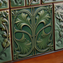 Emerald Elegante Art Nouveau Keramik Tile