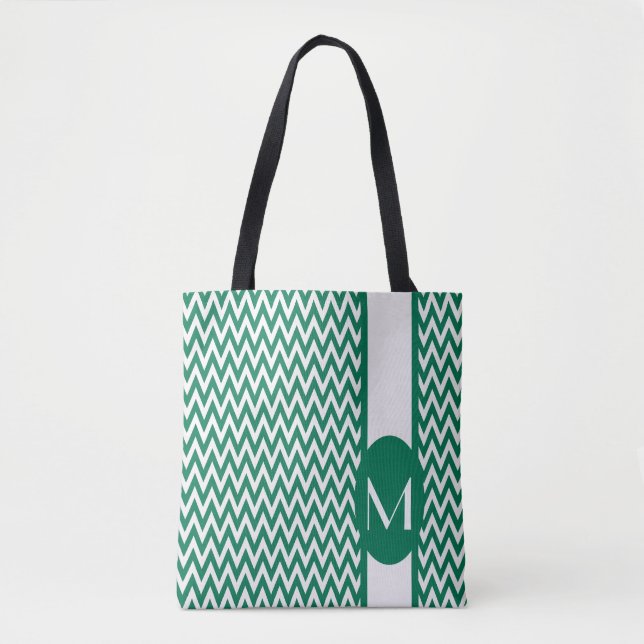 Emerald Elegantes Zickzack Design mit Monogramm Tasche (Vorderseite)