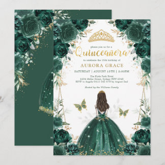 Emerald Enchanted Forest Quinceañera Princess Einladung