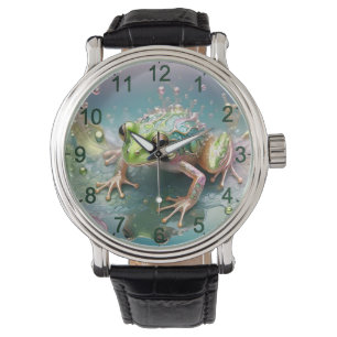 "Emerald Essence: Green Frog in Fraktal Art" Armbanduhr