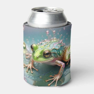 "Emerald Essence: Green Frog in Fraktal Art" Dosenkühler