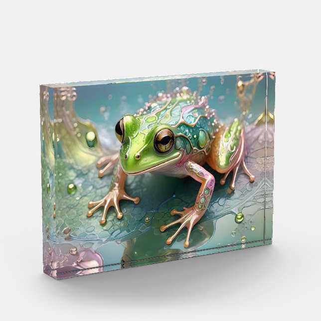 "Emerald Essence: Green Frog in Fraktal Art" Fotoblock (Links)