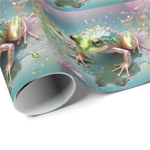"Emerald Essence: Green Frog in Fraktal Art" Geschenkpapier