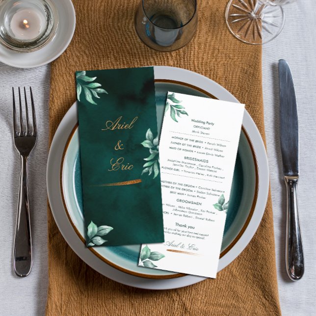 Emerald Eucalyptus Script Schriftart Wedding Programm (Von Creator hochgeladen)