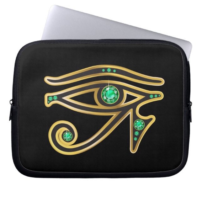 Emerald Eye von Ra in Gold Laptopschutzhülle (Vorderseite)