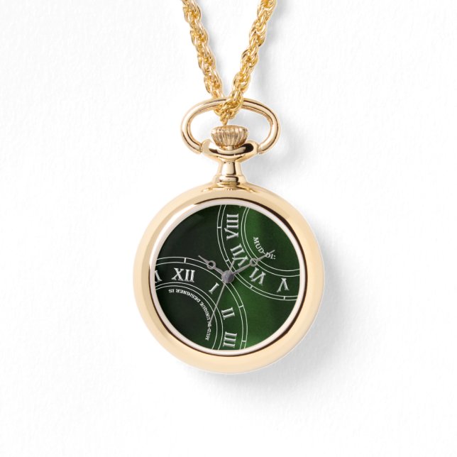 Emerald Flüchtige Blick RN Gold Watch Necklace Armbanduhr (Vorderseite)