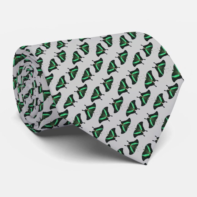 Emerald Frack Butterfly Frenzy Krawatte (L Gray) (Gerollt)