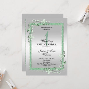 Emerald Gem & Glitzer & Silver Einladung zur 1. Ho