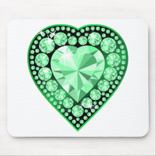 Emerald Gem Heart Mousepad