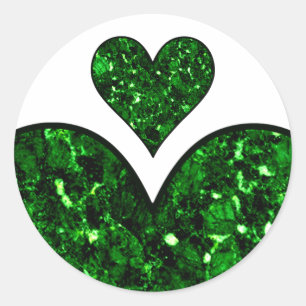 Emerald Gem Heart Runder Aufkleber
