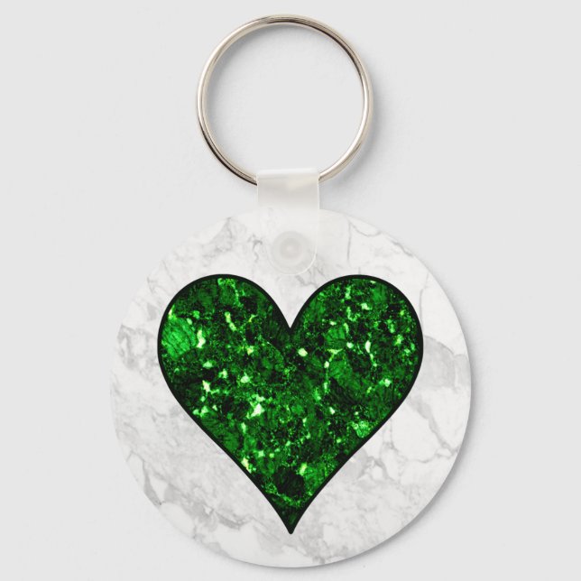 Emerald Gem Heart Schlüsselanhänger (Vorderseite)