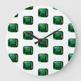 Emerald Gemstone Muster, Mai Birthstone Große Wanduhr