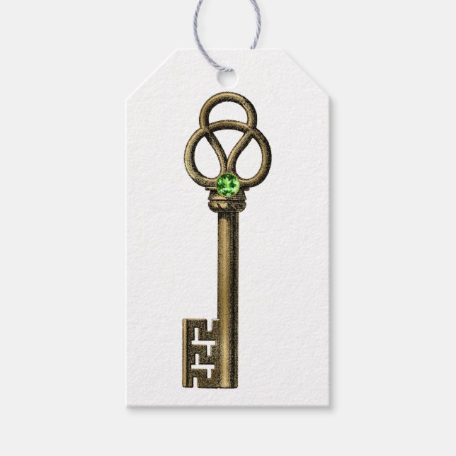 Emerald Gemstone Vintag Key Geschenkanhänger (Vorderseite)