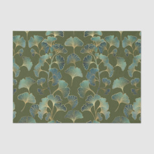 Emerald Ginkgo Eleganz – Luxuriöses Goldenes Botan Seidenpapier