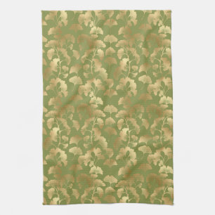 Emerald Ginkgo Eleganz – Luxus Gold Botanical 4 Geschirrtuch