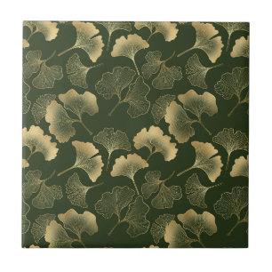Emerald Ginkgo Eleganz – Luxus Gold Botanical 6 Fliese