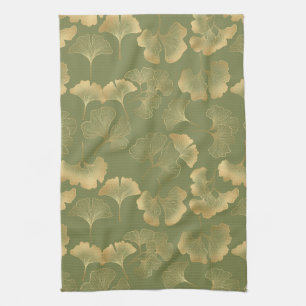 Emerald Ginkgo Eleganz – Luxus Gold Botanical 9 Geschirrtuch