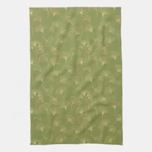 Emerald Ginkgo Eleganz – Luxus-Gold-Botanik 3 Geschirrtuch