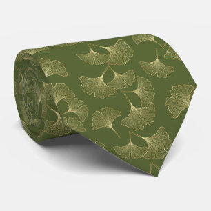 Emerald Ginkgo Eleganz – Luxus-Gold-Botanik 8 Krawatte