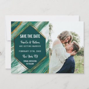 Emerald Gold Abstrakt Agate Marble Save the Date