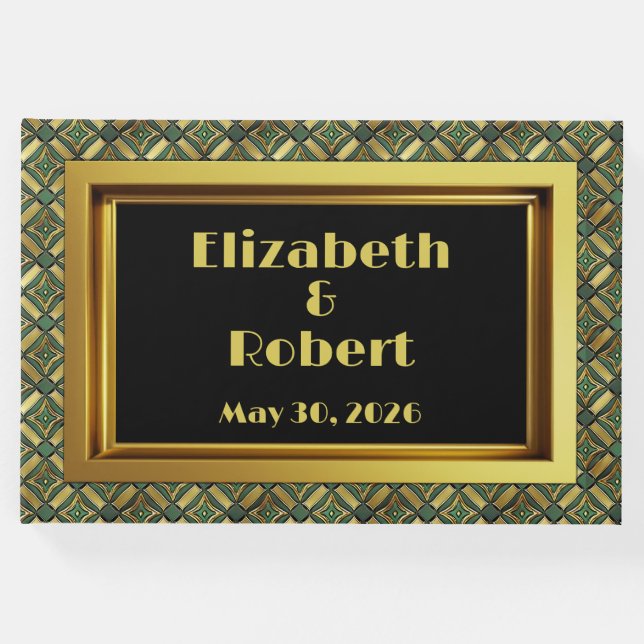 Emerald & Gold Art Deco Gästebuch (Vorderseite)