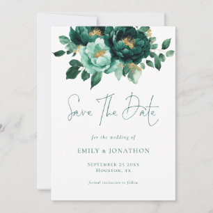 Emerald Gold Blume QR Code Hochzeit Save The Date