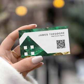 Emerald Gold Elegante Immobilienmakler Visitenkarte