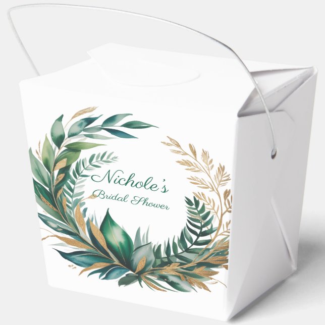 Emerald & Gold Floral Bridal Shower Geschenkschachtel (Rückseite)