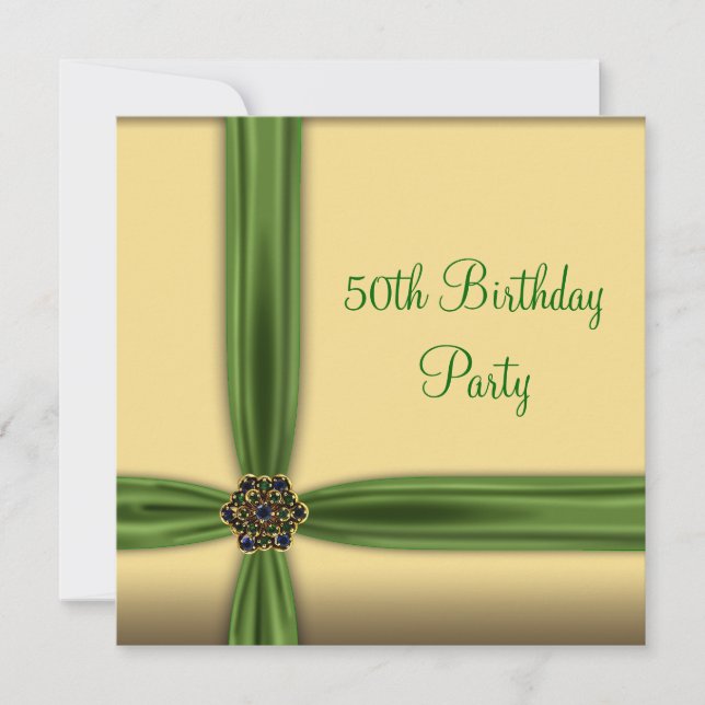 Emerald Gold Jewel 50th Birthday Invitation (Devant)