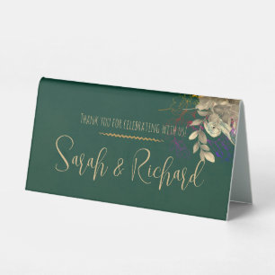 Emerald & Gold Jewel-Tone Wedding Regal Script Tischaufsteller