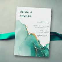 Emerald Gold Modern Romantic Boho Beach Wedding