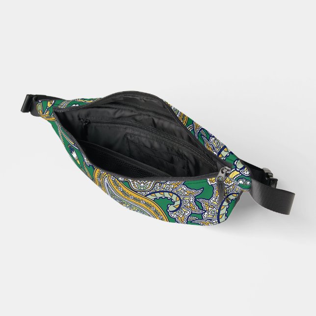 Emerald Gold Paisley Two-Sided Print Fanny-Pack Bauchtasche (Offen)