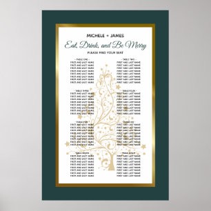 Emerald Gold Winter Wedding Chart Poster