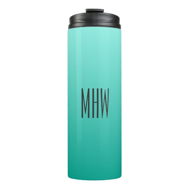 Emerald Gradient Custom Monogram Tumbler Thermosbecher (Vorderseite)