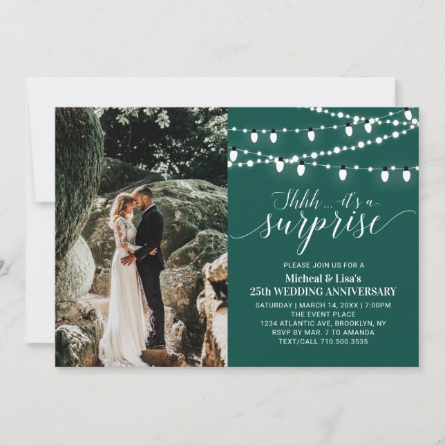 Emerald Green 20. Foto Hochzeitstag Einladung (Vorderseite)