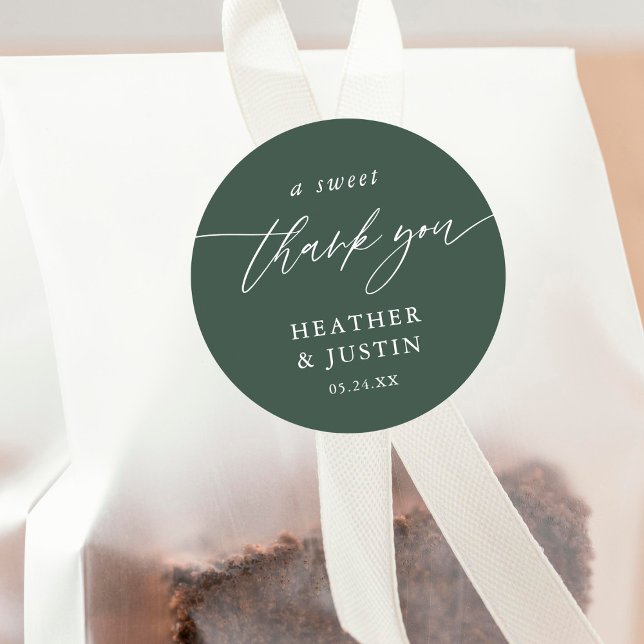 Emerald Green A Sweet Danke Gastgeschenk Hochzeit Runder Aufkleber (Von Creator hochgeladen)