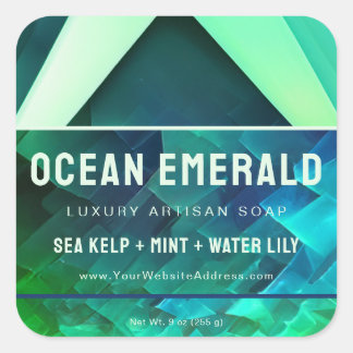 Emerald Green Abstrakt Geometric Product Label Quadratischer Aufkleber