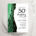 Emerald Green Agate Gold White 50. Geburtstag Einladung<br><div class="desc">Smaragdgrün,  weiß und gold agate 50. Geburtstagsfeier Einladung. Elegantes modernes Design mit Aquarellfarben-marmorgeode Hintergrund,  Imitats Glitzer Gold und Typografie Skript-Schriftart. Die trendige Einladungskarte eignet sich perfekt für eine stilvolle Damenfeier. Gedruckte Zazzle Einladungen oder Sofortdownload digitalen druckbaren Vorlage.</div>