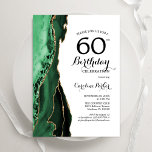 Emerald Green Agate Gold White 60. Geburtstag Einladung<br><div class="desc">Smaragdgrün,  weiß und gold agate 60. Geburtstagsfeier Einladung. Elegantes modernes Design mit Aquarellfarben-marmorgeode Hintergrund,  Imitats Glitzer Gold und Typografie Skript-Schriftart. Die trendige Einladungskarte eignet sich perfekt für eine stilvolle Damenfeier. Gedruckte Zazzle-Einladungen oder Sofortdownload digitaler Druckvorlage.</div>