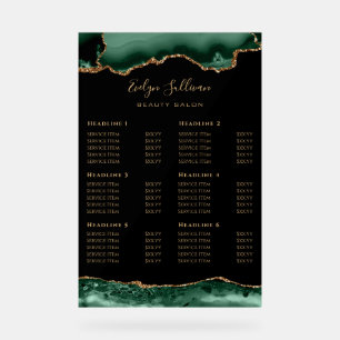 Emerald Green Agate Preisliste Akronylic Sign Acrylschild
